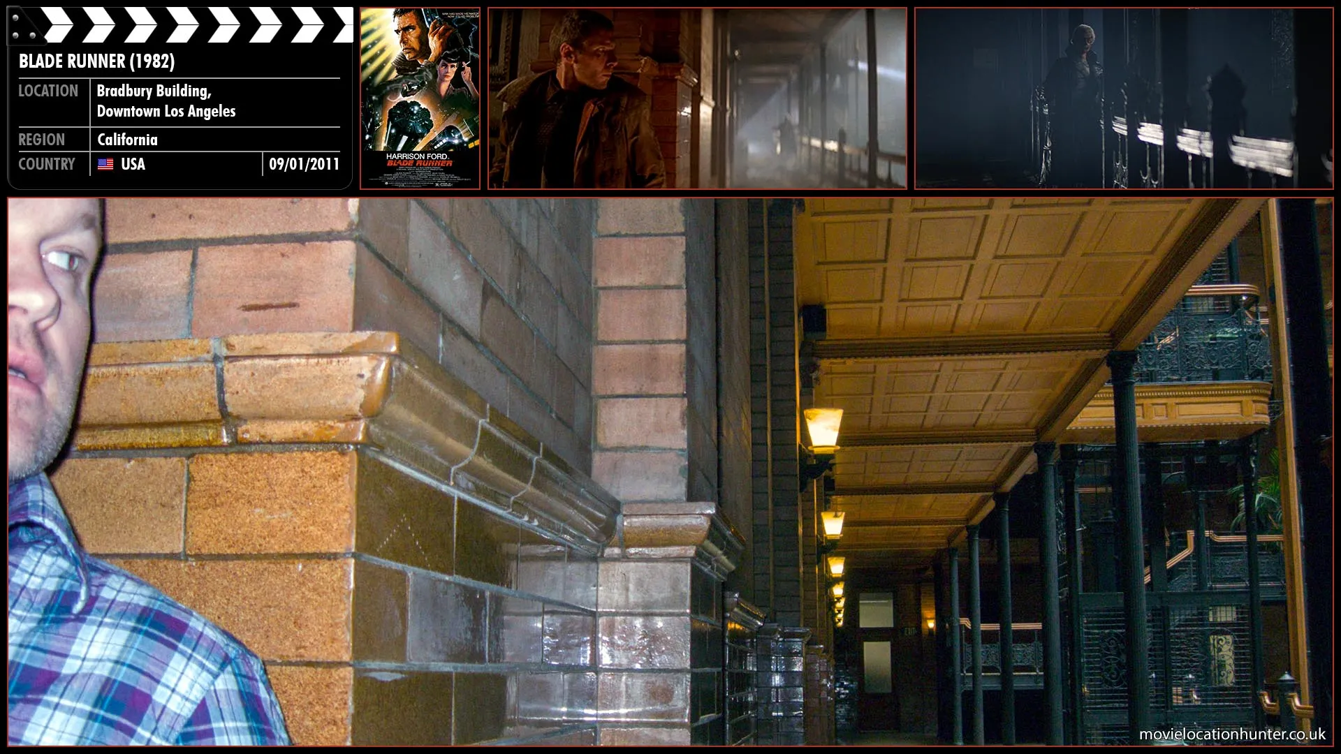 Filming location photo, shot in USA, for Blade Runner (1982). Scene description: As Deckard (Harrison Ford) searches the mess, he is surprised by a disguised Pris (Daryl Hannah), who assaults him using acrobatics. As she performs a series of back flips to finish Deckard off, he shoots her through the abdomen. She twitches violently for a few moments before Deckard shoots her twice more and finally kills her.  Deckard hears the elevator arrive on his floor and hides as Roy (Rutger Hauer) arrives.  Roy finds Pris dead, and he kisses her lifeless lips. Deckard shoots at him, and Roy accuses him of 
