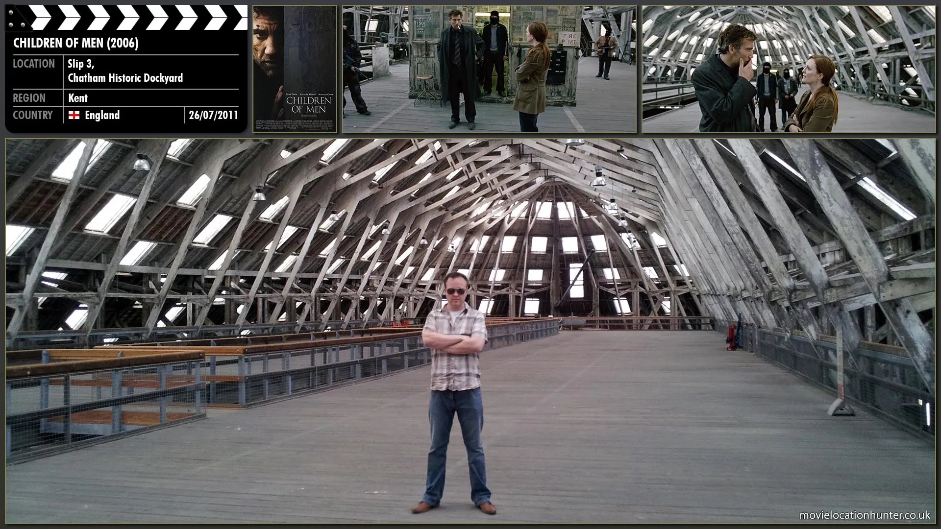 Filming location photo, shot in England, for Children of Men (2006). Scene description: The rebel safe house where Julian (Julianne Moore) first enlists Theo’s (Clive Owen) help to protect Kee, a young, Fijian woman who needs to leave the country.