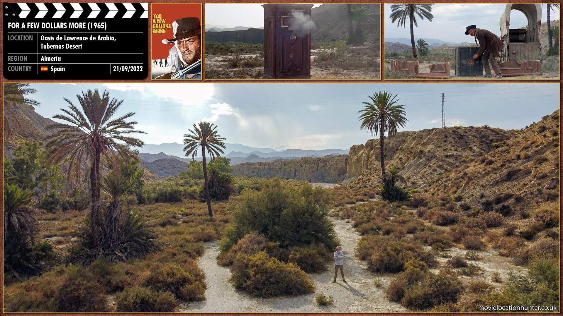 Filming location photo, shot in Spain, for For a Few Dollars More (1965). Scene description: El Indio (Gian Maria Volonté) and his gang blast open the safe they took from the Santa Cruz bank.