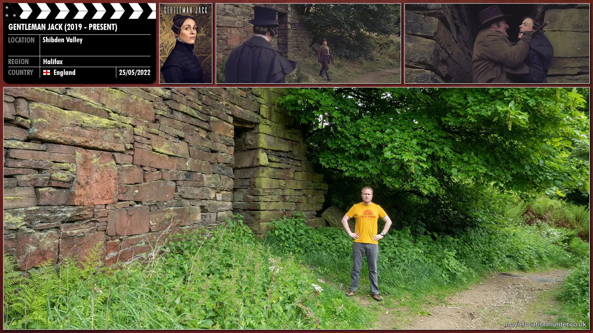 Filming location photo, shot in England, for Gentleman Jack (2019). Scene description: Anne Lister (Suranne Jones) is beaten to within an inch of her life as the businessmen of Halifax turned nasty.
