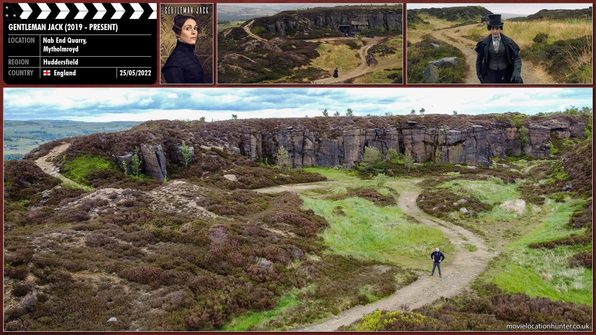 Filming location photo, shot in England, for Gentleman Jack (2019). Scene description: Rawson’s coal mine was actually filmed in a disused stone quarry called Nabb End.