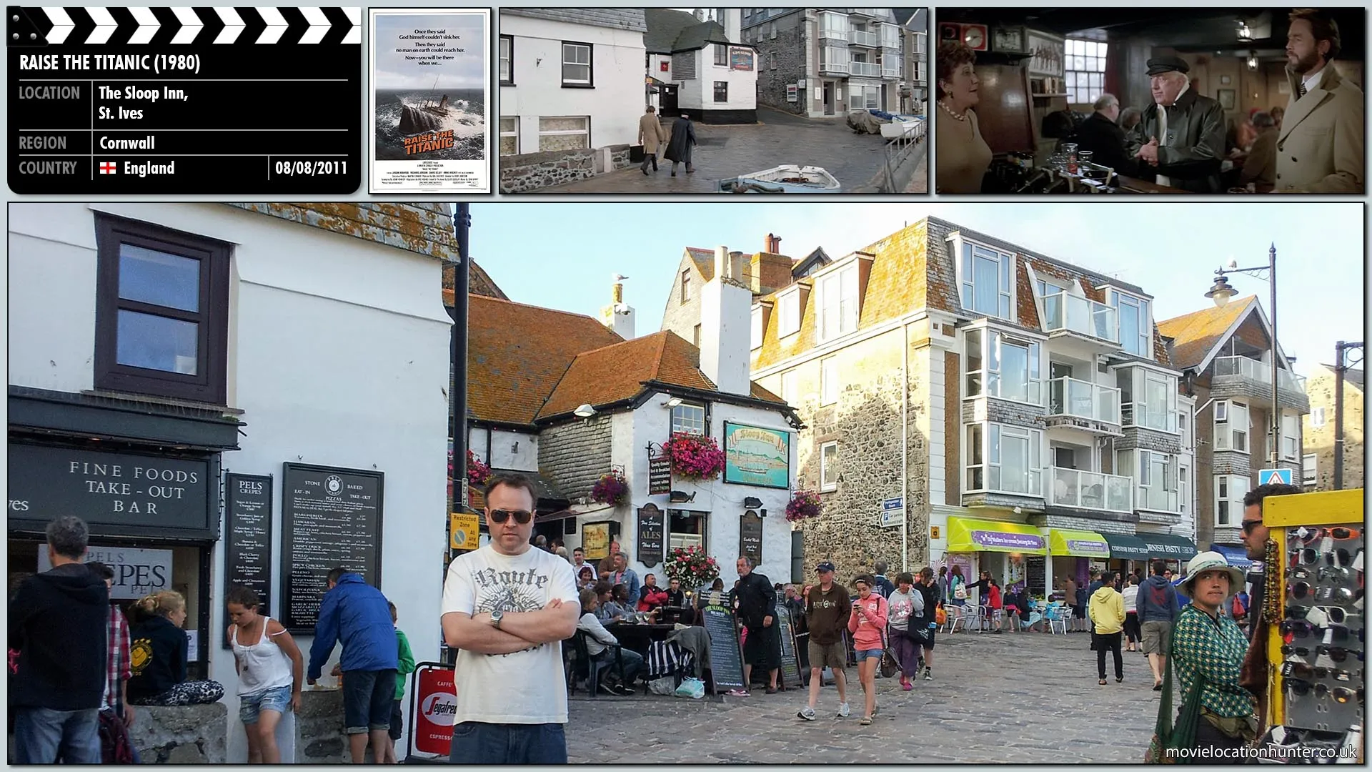 Filming location photo, shot in England, for Raise the Titanic (1980). Scene description: Pitt (Richard Jordan) joins Bigalow (Alec Guinness) for a drink in local pub as they discuss the Titanic.