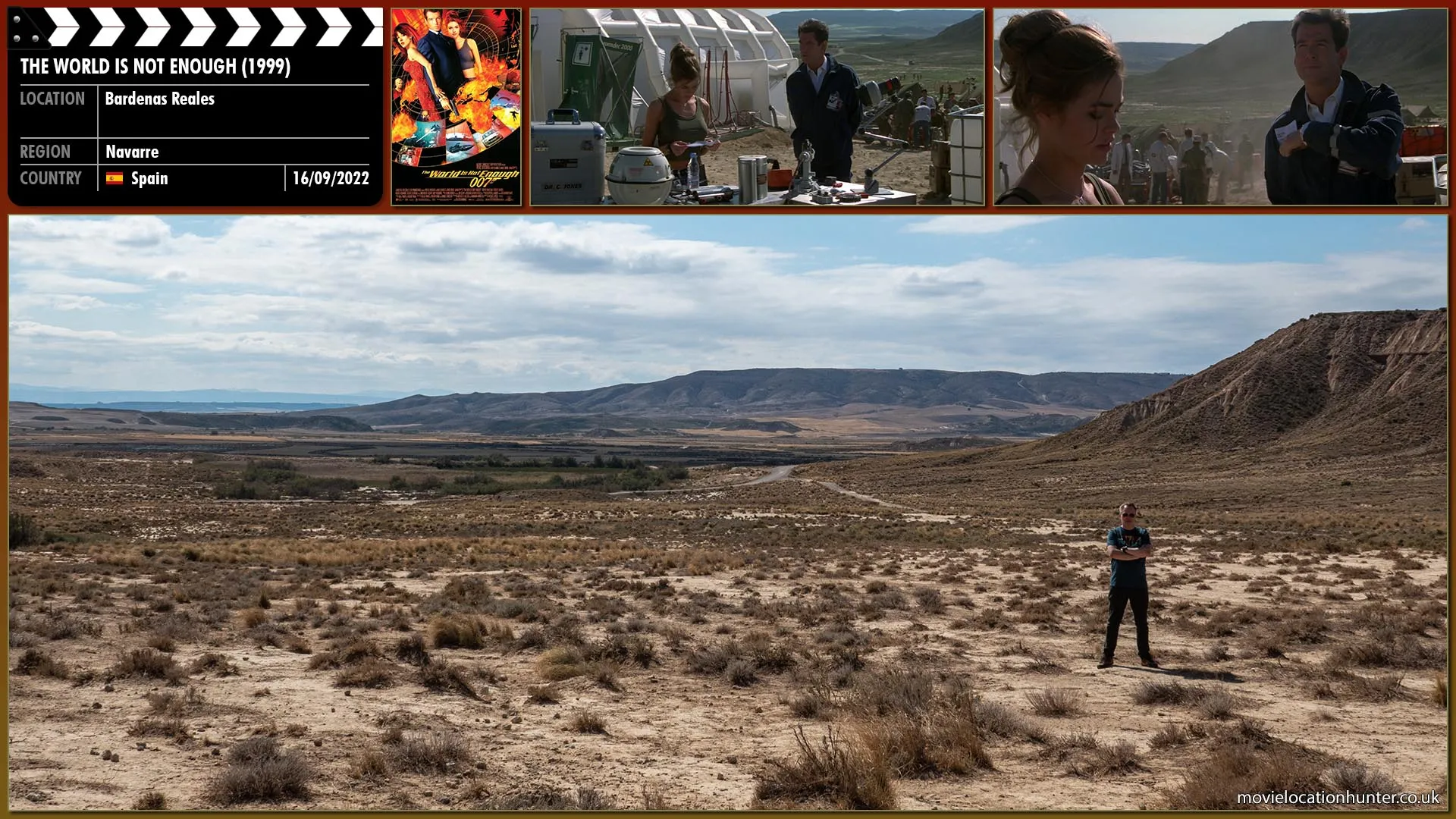 Filming location photo, shot in Spain, for The World Is Not Enough (1999). Scene description: Posing as a Russian nuclear scientist, Bond meets American nuclear physicist Dr. Christmas Jones (Denise Richards).